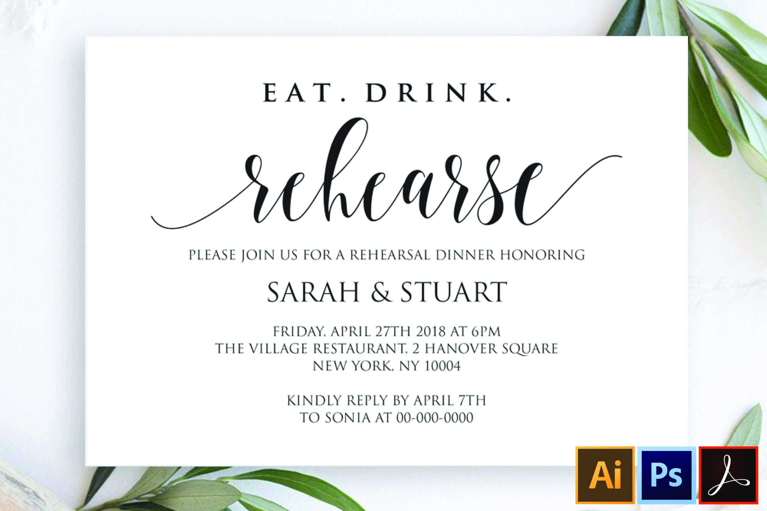Eat Drink Rehearse Rehearsal Dinner Invitation Template In Frequent Diner Card Template