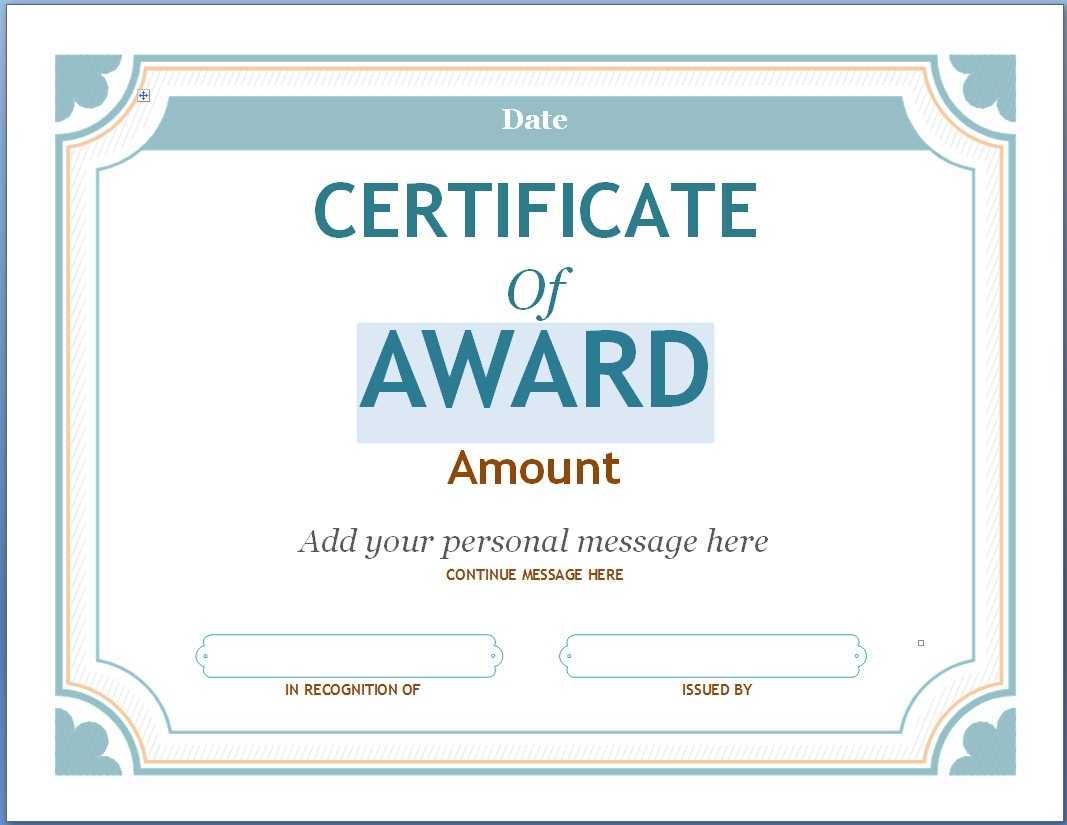 Editable Award Certificate Template In Word #1476 Throughout Regarding Blank Award Certificate Templates Word