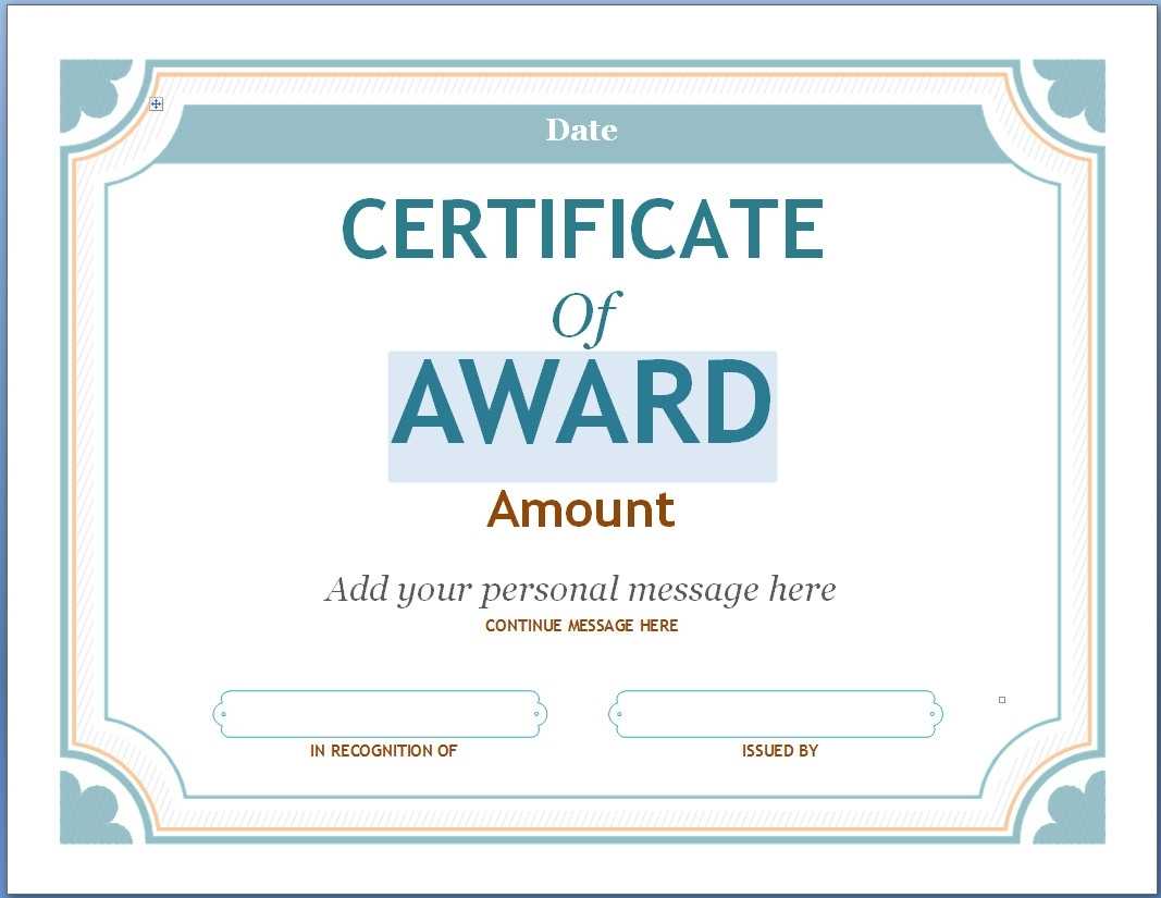 Editable Award Certificate Template In Word #1476 Throughout With Regard To Sample Award Certificates Templates