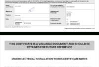 Electrical Certificate - Example Minor Works Certificate throughout Electrical Minor Works Certificate Template