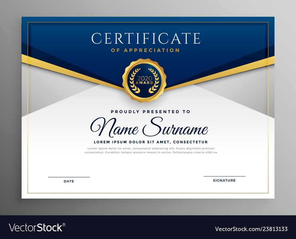 Elegant Blue And Gold Diploma Certificate Template Pertaining To Elegant Certificate Templates Free