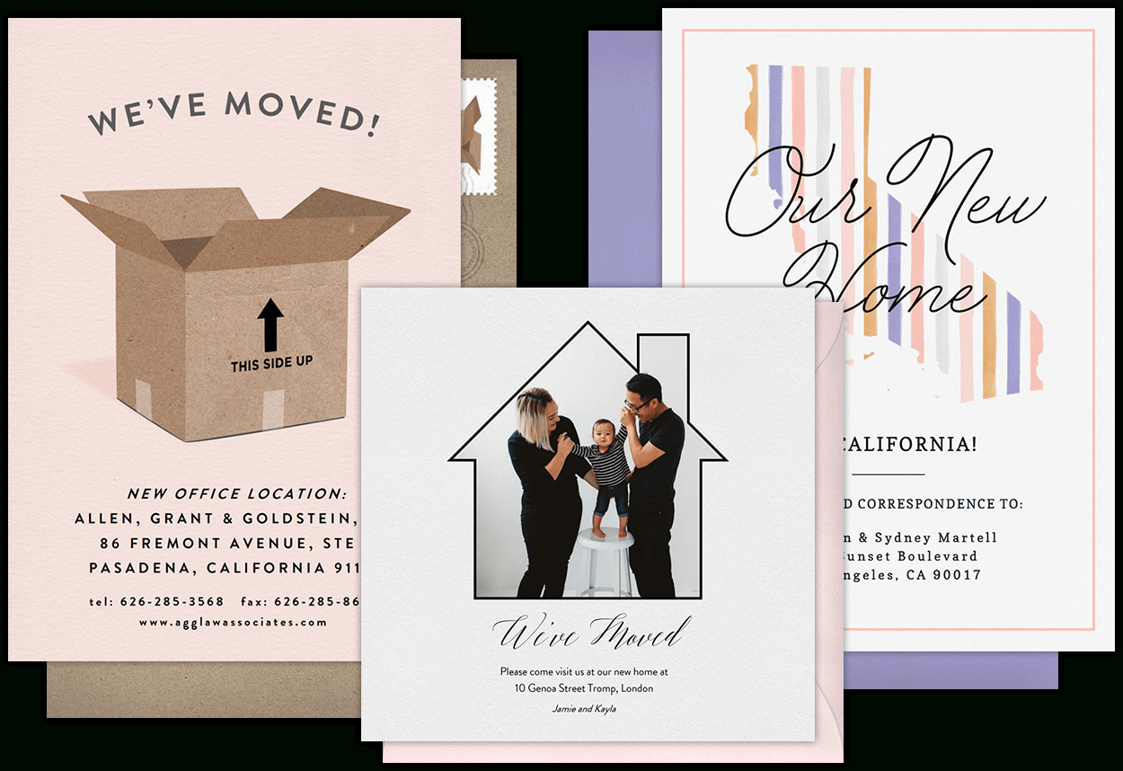 Email Online Moving Announcements That Wow! | Greenvelope With Free Moving House Cards Templates