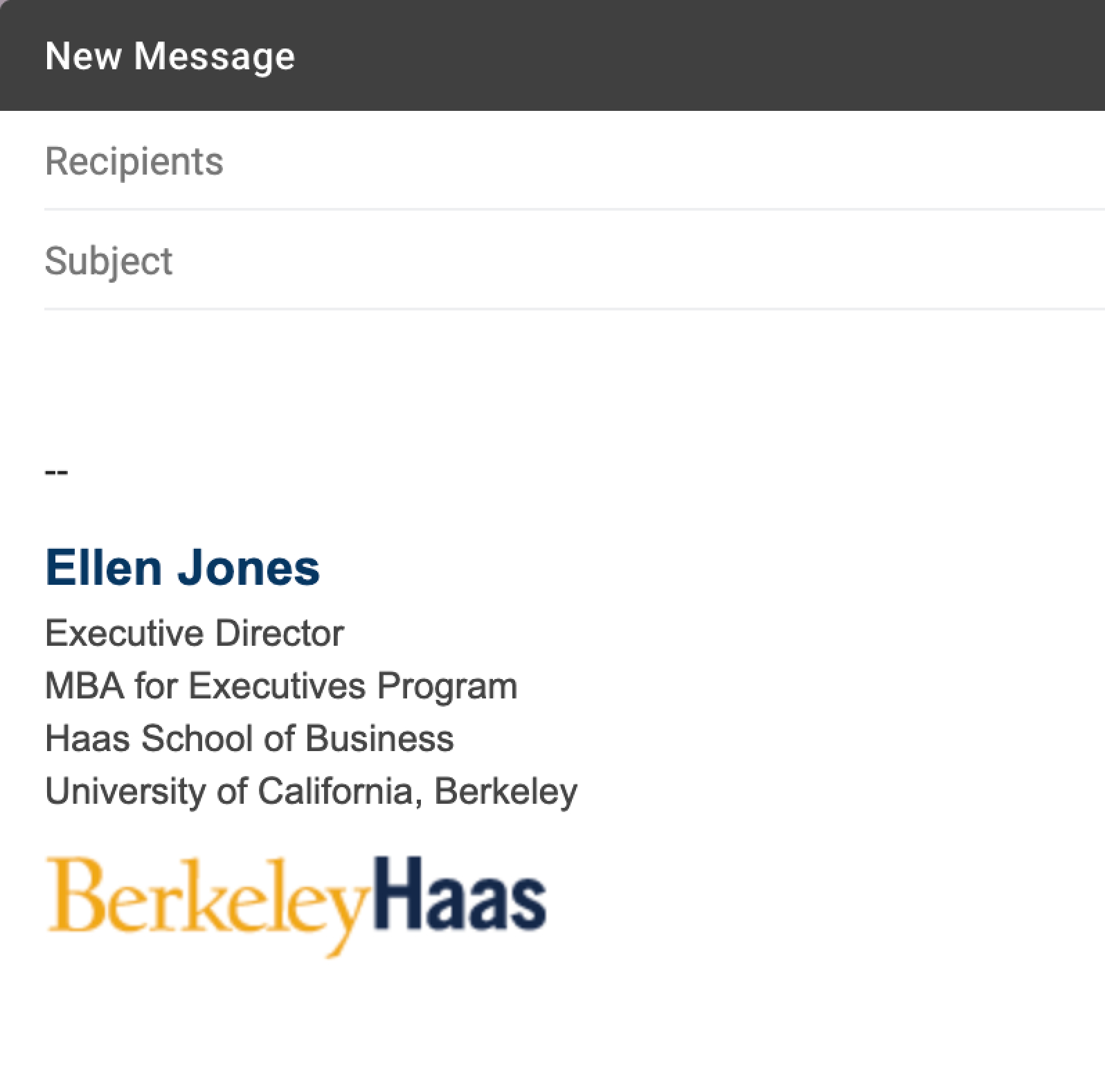 Email Signatures | Brand Toolkit | Berkeley Haas In Graduate Student Business Cards Template