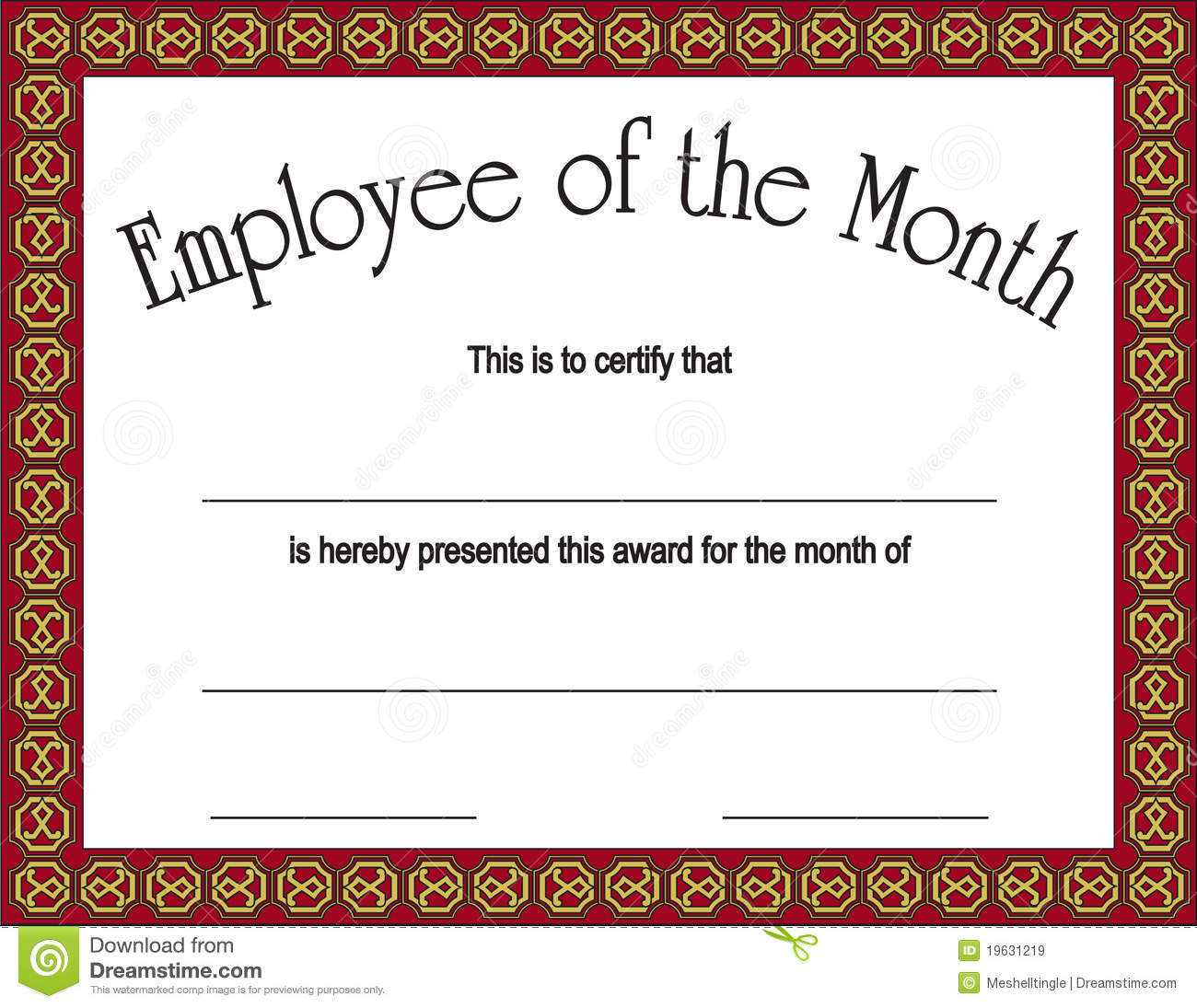 Employee Of The Month Award With Stock Vector – Illustration Inside Employee Of The Year Certificate Template Free