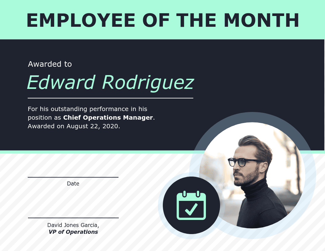 Employee Of The Month Certificate Of Recognition Template Regarding Employee Of The Month Certificate Template With Picture