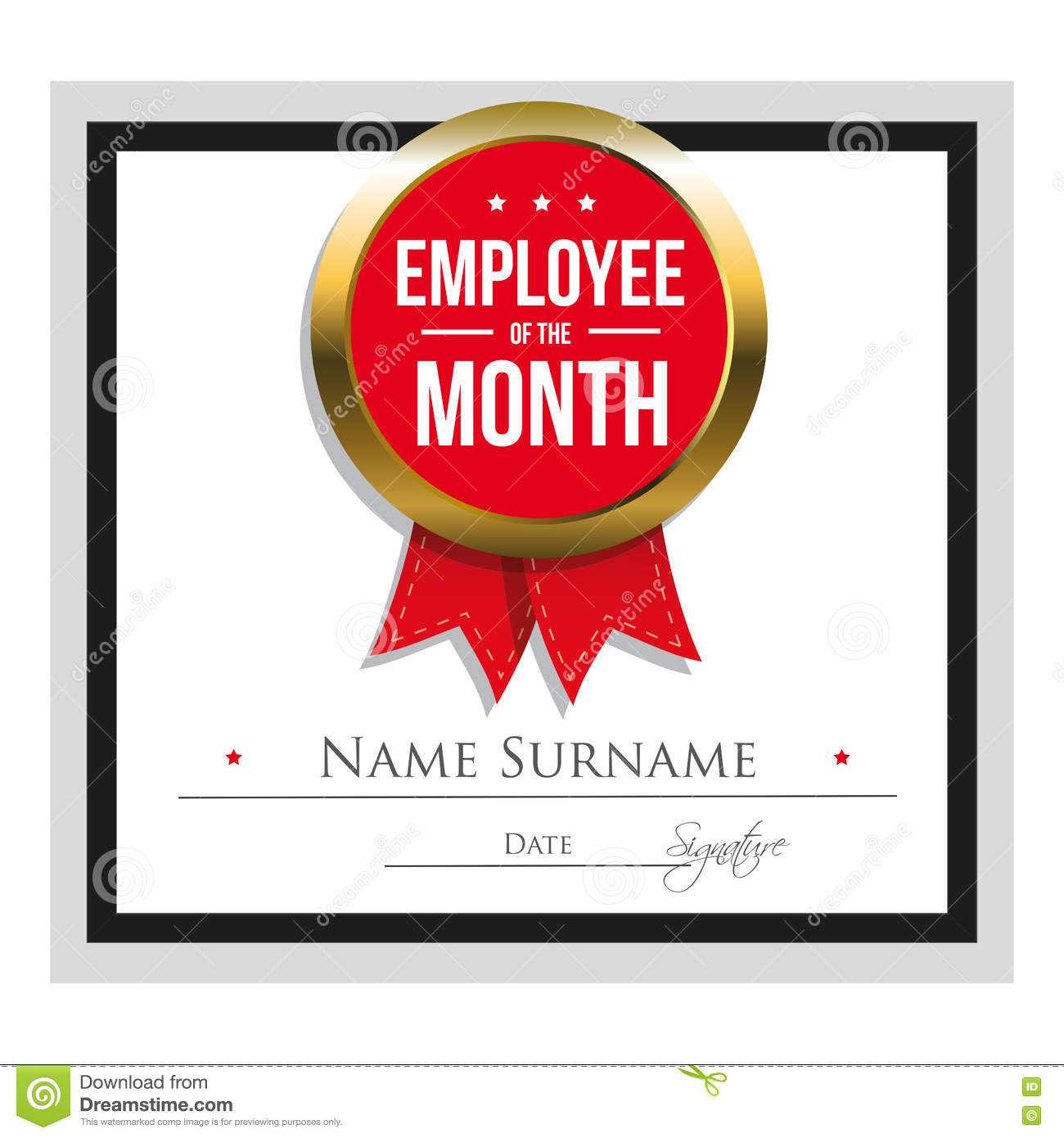 Employee Of The Month Certificate Template Stock Vector Pertaining To Employee Of The Month Certificate Templates