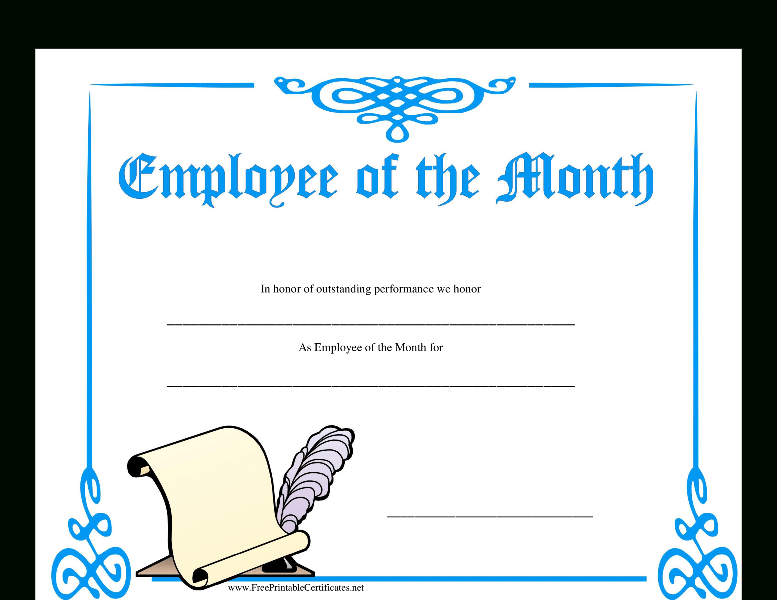 Employee Of The Month Certificate | Templates At With Employee Of The Month Certificate Template With Picture