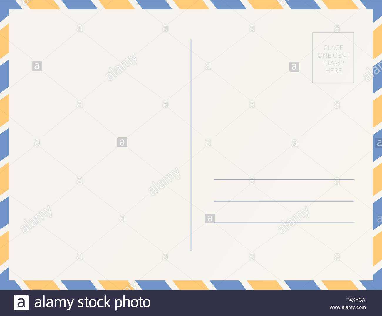 Empty Postcard Template. Design Of Blank Post Card Back Inside Post Cards Template