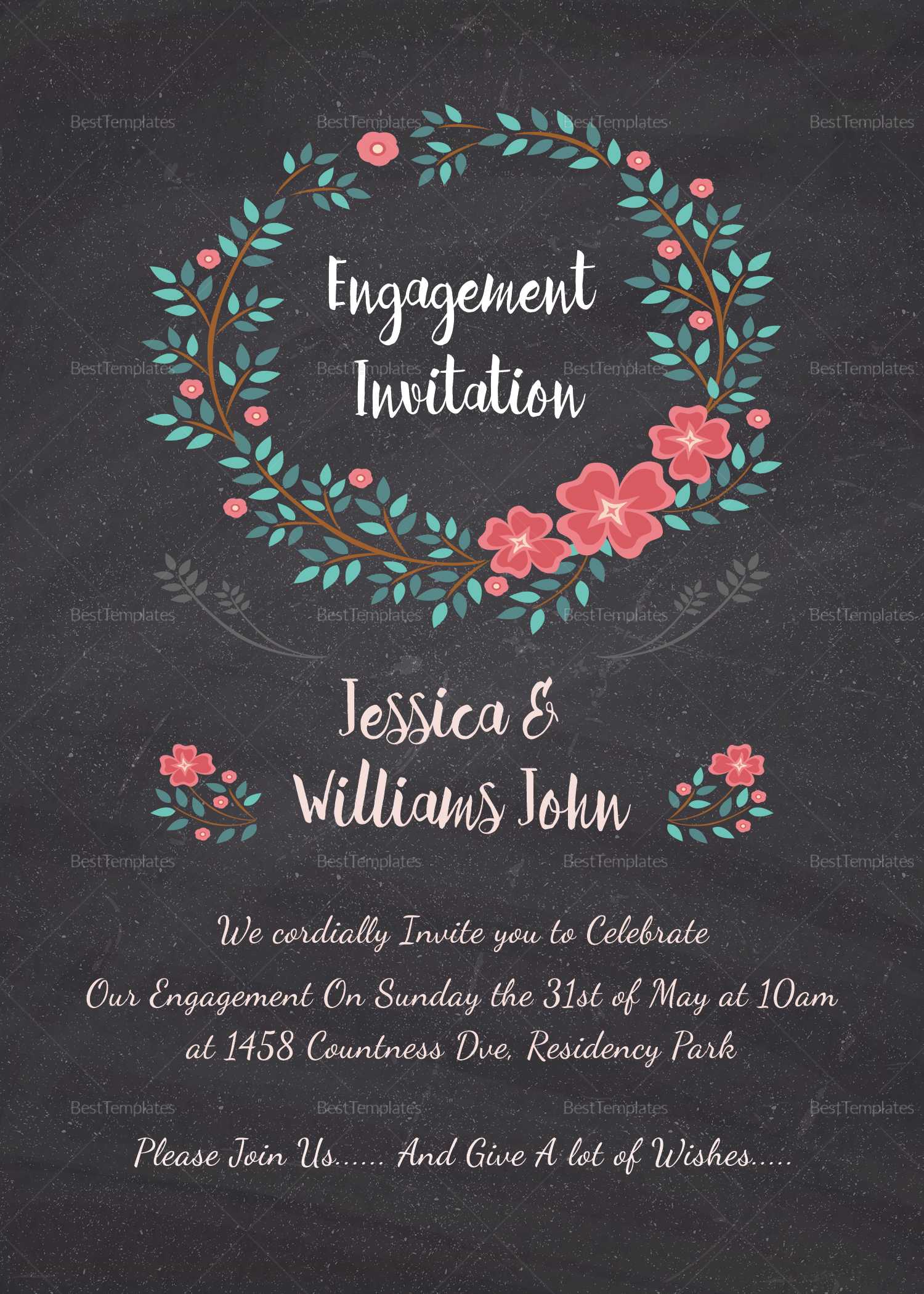 Engagement Invitation Card Design Template – Veppe Pertaining To Engagement Invitation Card Template