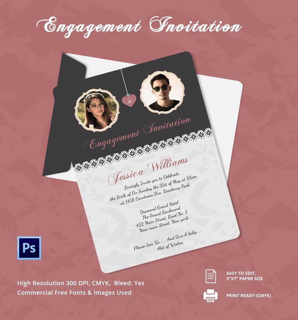 Engagement Invitation Card Design Template - Veppe Within Engagement Invitation Card Template