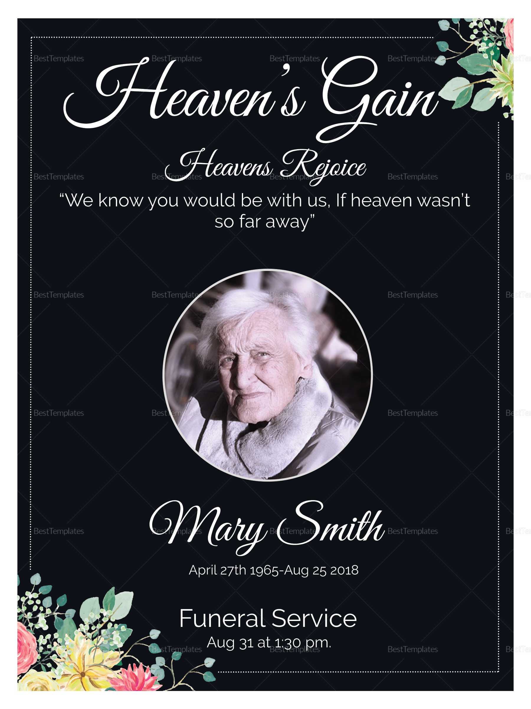 Eulogy Funeral Invitation Card Template In Funeral Invitation Card Template