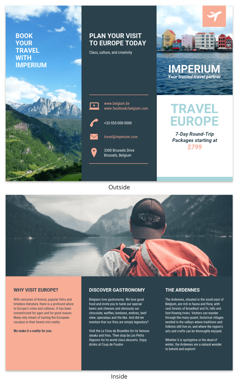 Europe Tourism Travel Tri Fold Brochure Template Inside Travel Brochure Template For Students