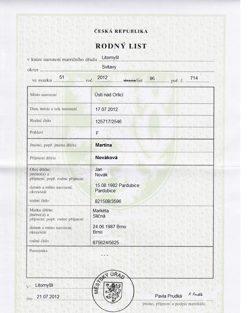 Example Of A Czech Birth Certificate – Czech English Translation For Birth Certificate Template Uk