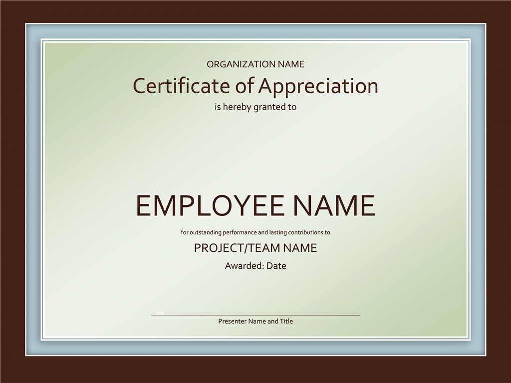 Excellent Employee Certificate Of Appreciation Template In Good Job Certificate Template