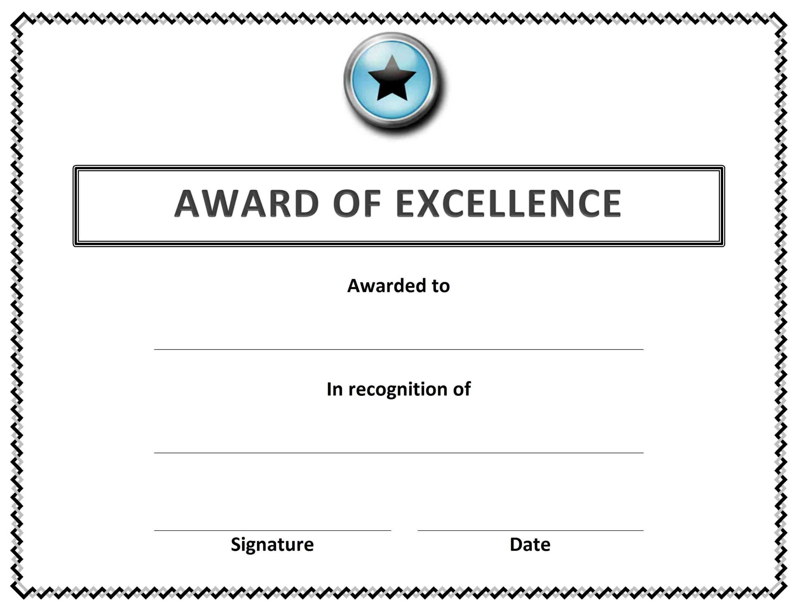🥰 Free Sample Of Certificate Of Award Templates🥰 In Free Printable Blank Award Certificate Templates