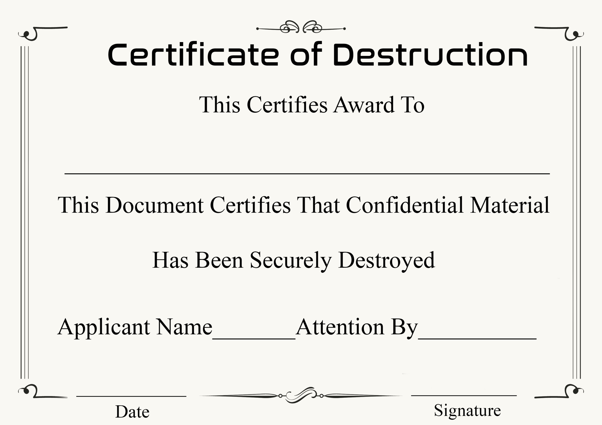 🥰5+ Free Certificate Of Destruction Sample Templates🥰 Intended For Certificate Of Destruction Template