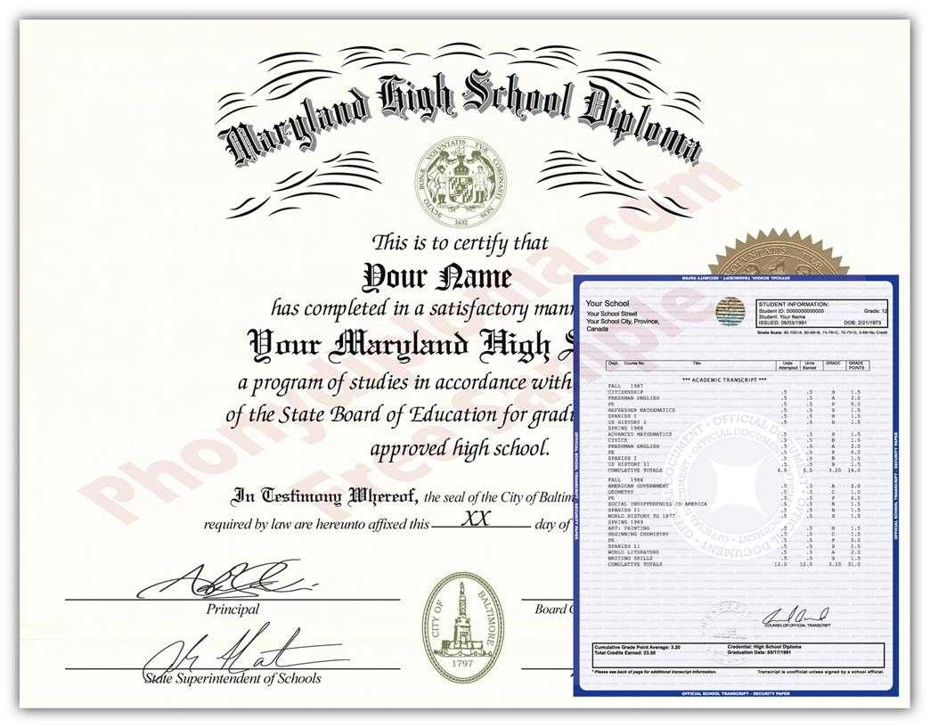 Fake Diplomas And Transcripts From Maryland – Phonydiploma Regarding Ged Certificate Template