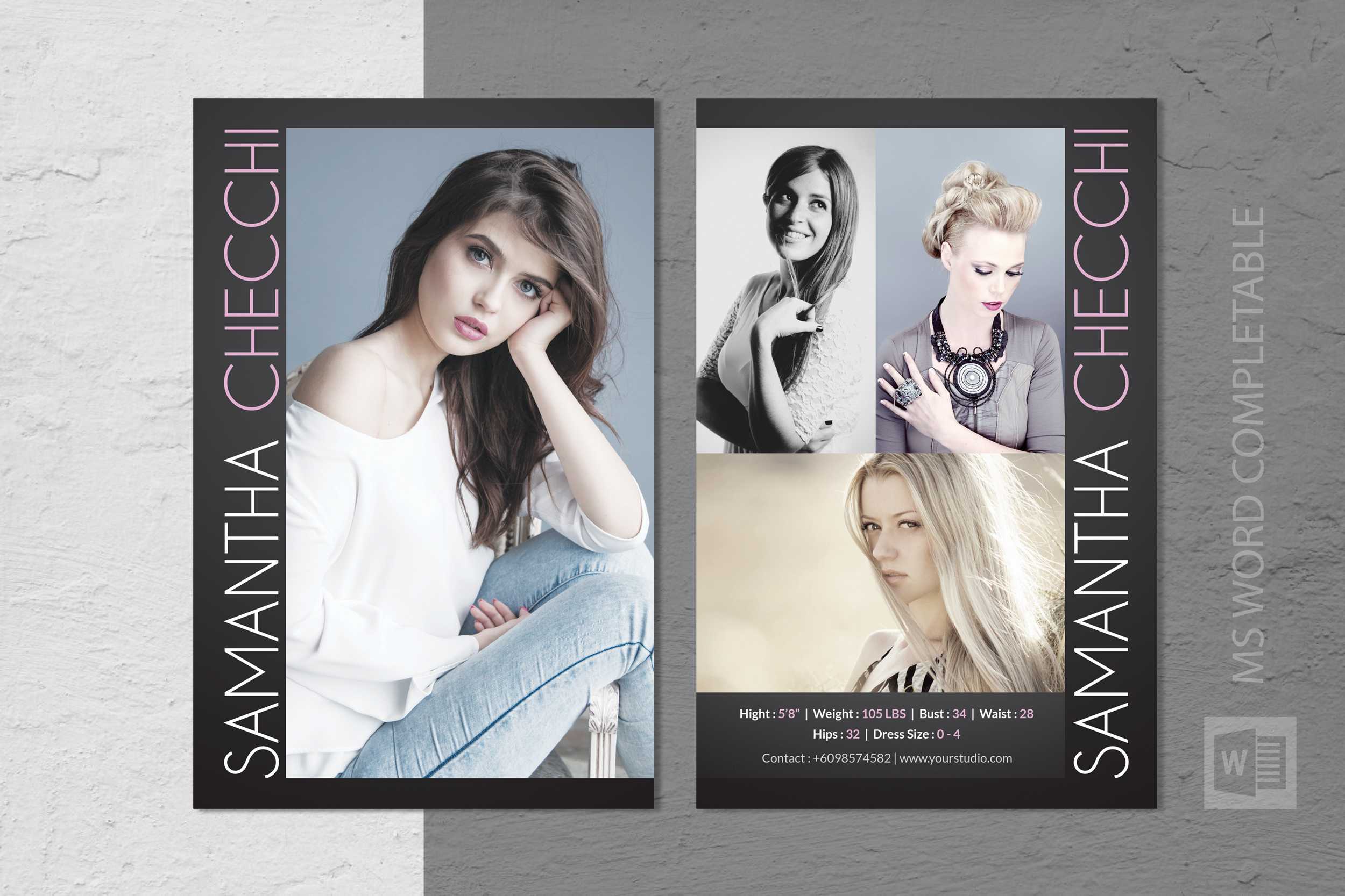 Fashion Modeling Comp Card Template Inside Comp Card Template Psd