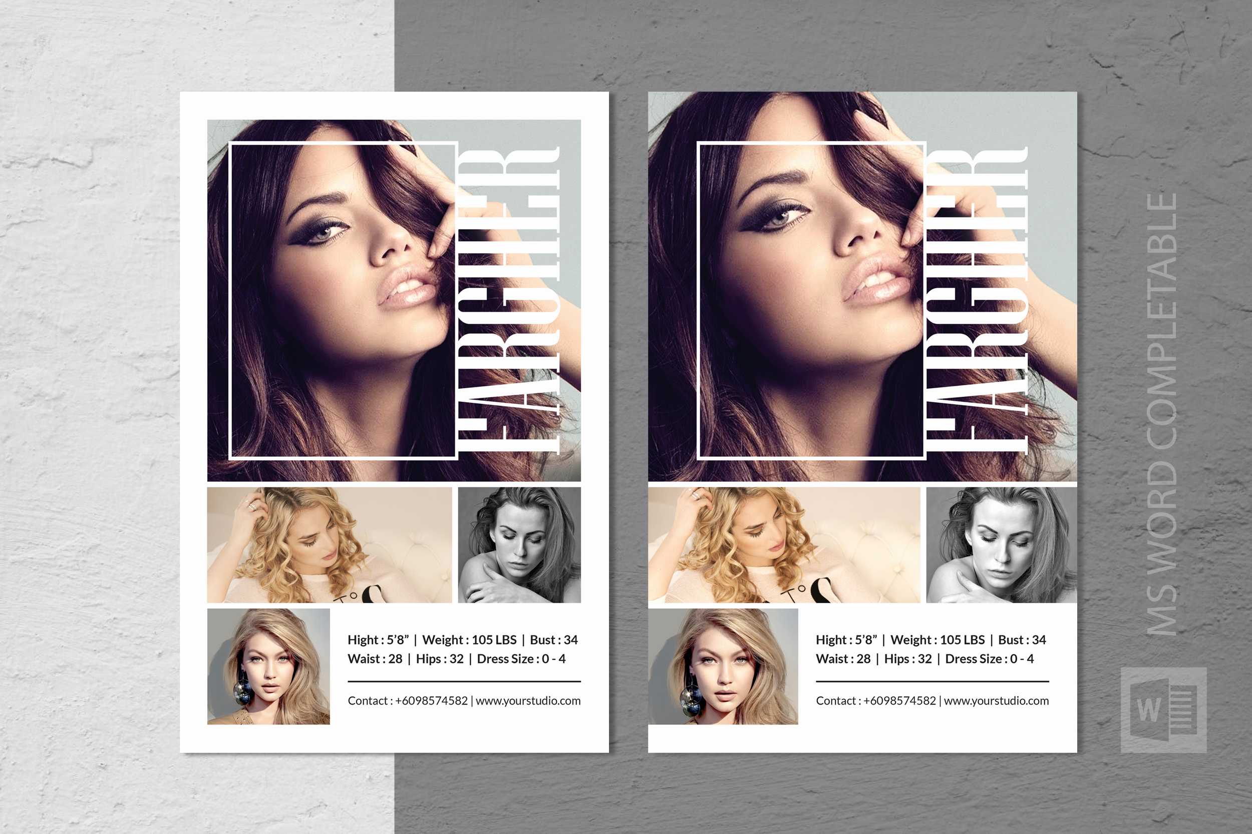 Fashion Modeling Comp Card Template Inside Zed Card Template