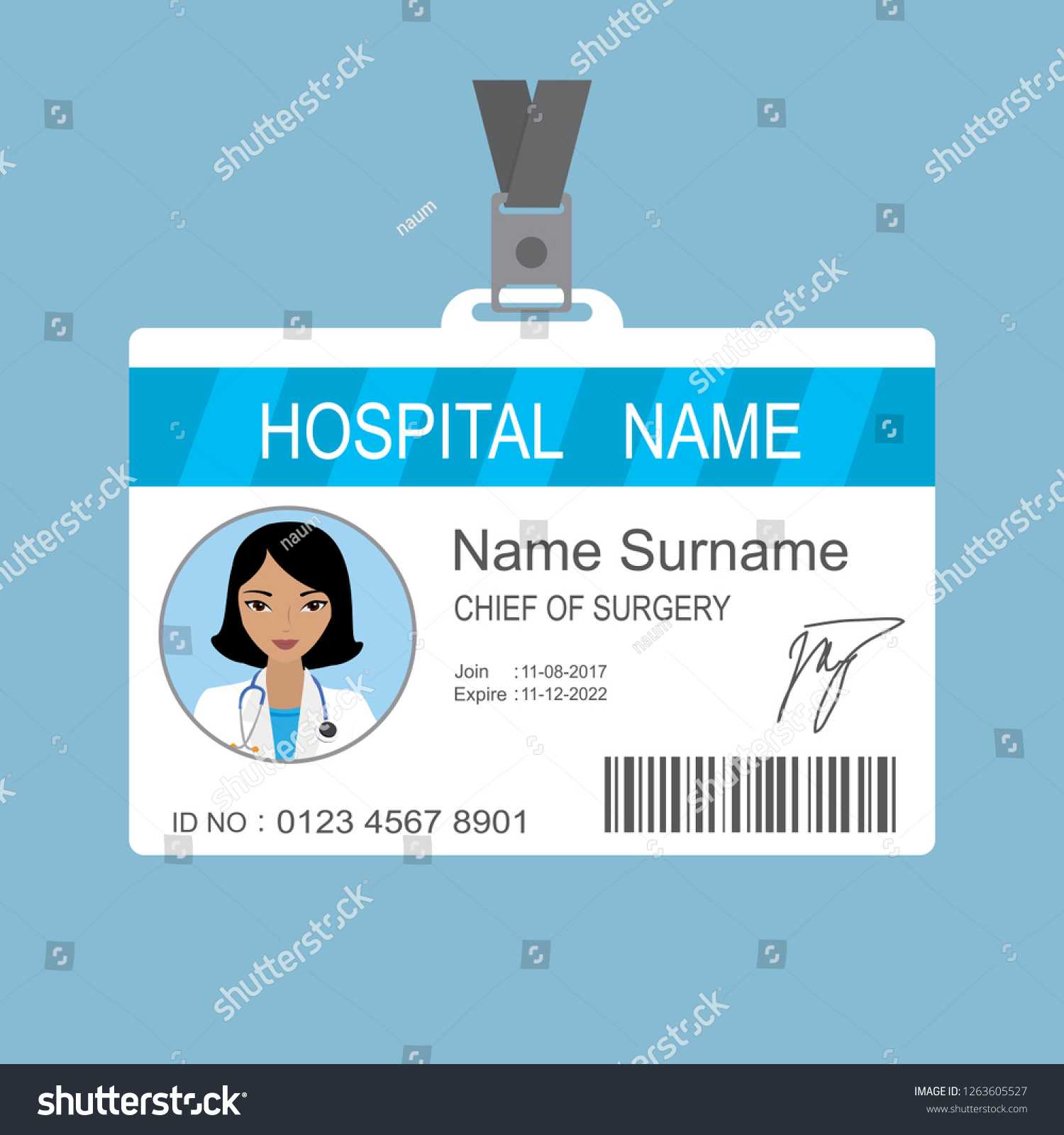 Female Asian Doctor Id Card Templatemedical Stock Image Regarding Doctor Id Card Template