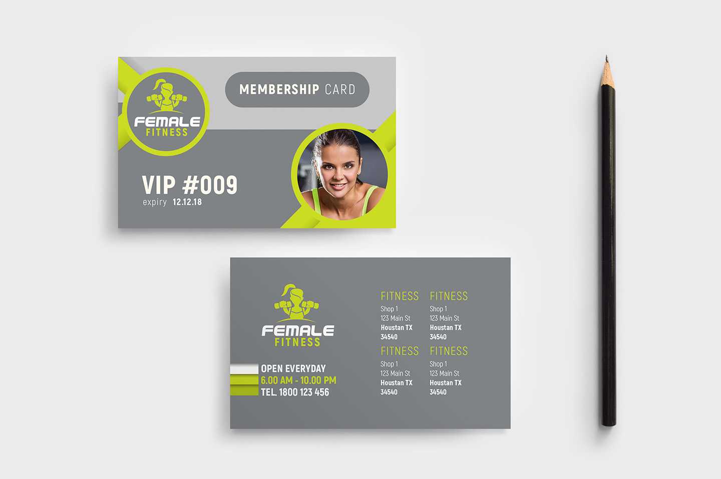 Female Fitness Membership Card Template In Psd, Ai Regarding Gym Membership Card Template