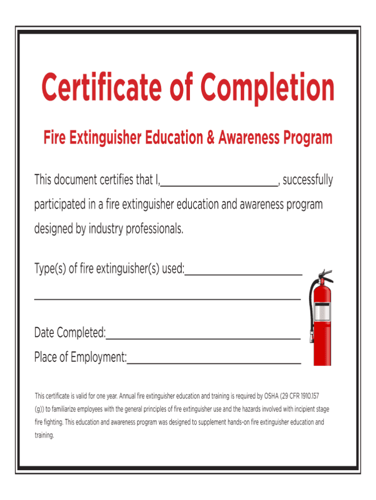 Fire Extinguisher Certificate Pdf Fill Online Printable With Regard