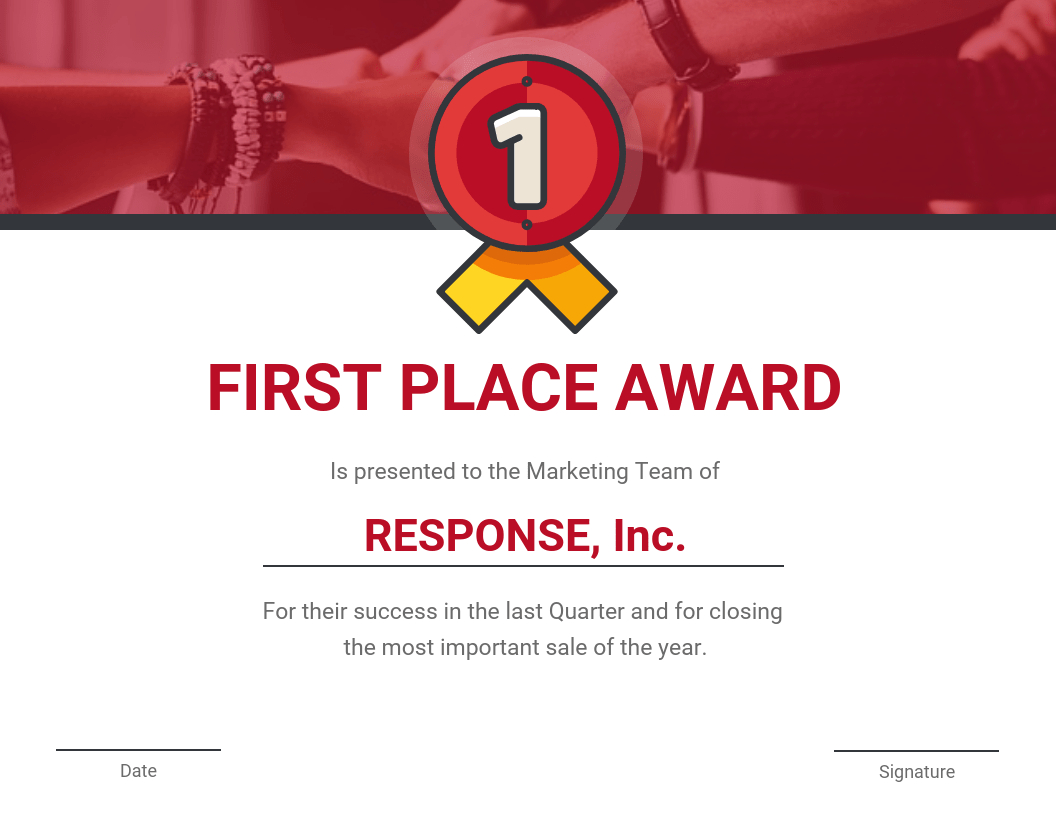 First Place Award Certificate Template In Academic Award Certificate Template