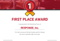 First Place Award Certificate Template inside First Place Certificate Template
