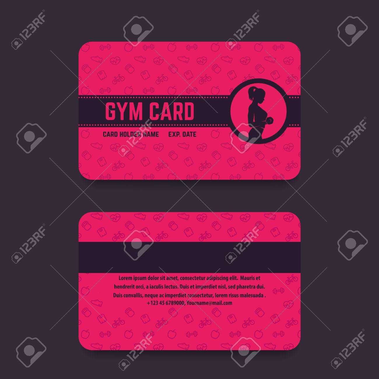 Fitness Club, Gym Card Template, Vector Illustration Within Gym Membership Card Template