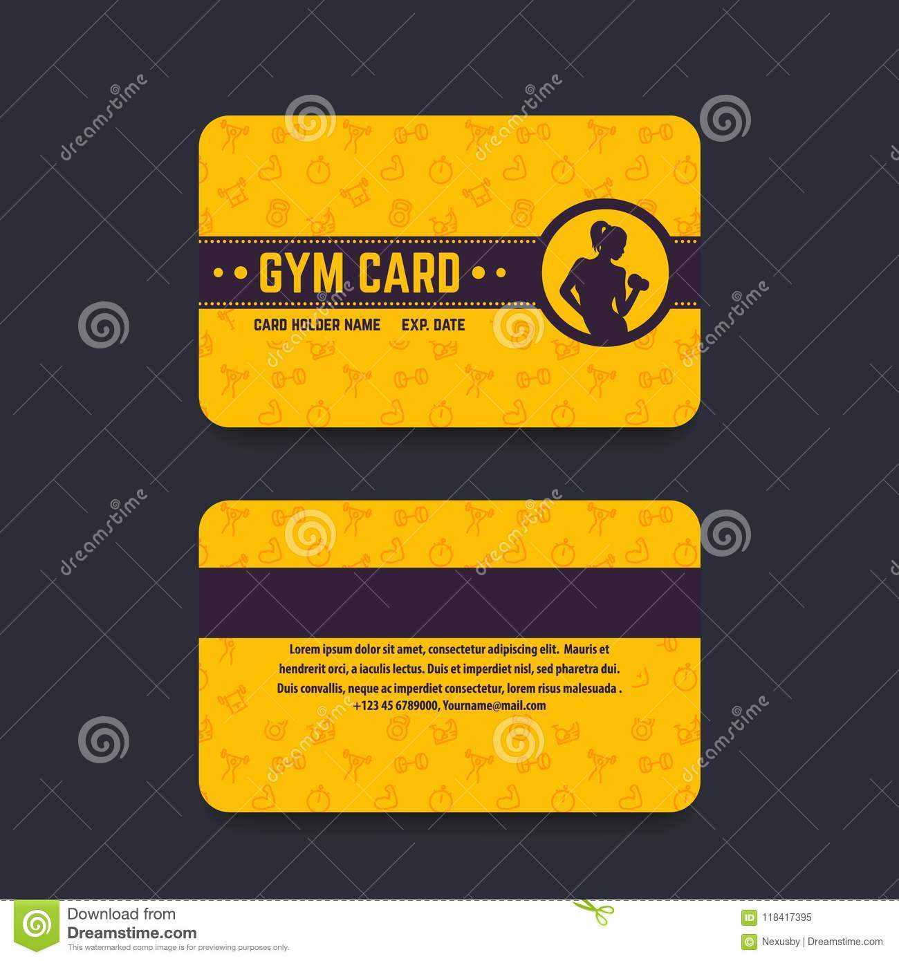 Fitness Club, Gym Card Vector Template Stock Vector In Gym Membership Card Template