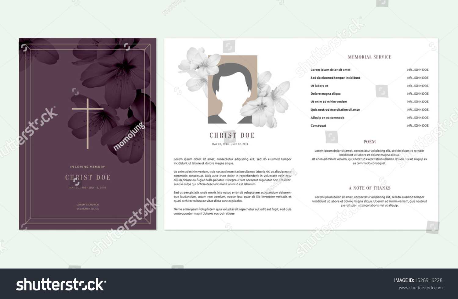 Floral Memorial Funeral Invitation Card Template | Royalty With Memorial Cards For Funeral Template Free