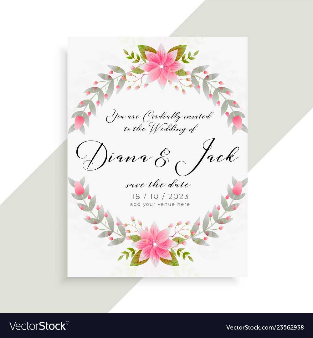 Floral Wedding Invitation Card Elegant Template With Invitation Cards Templates For Marriage