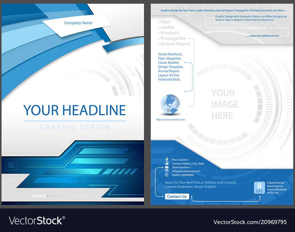 Flyer Template In Blue Tech Style In Technical Brochure Template