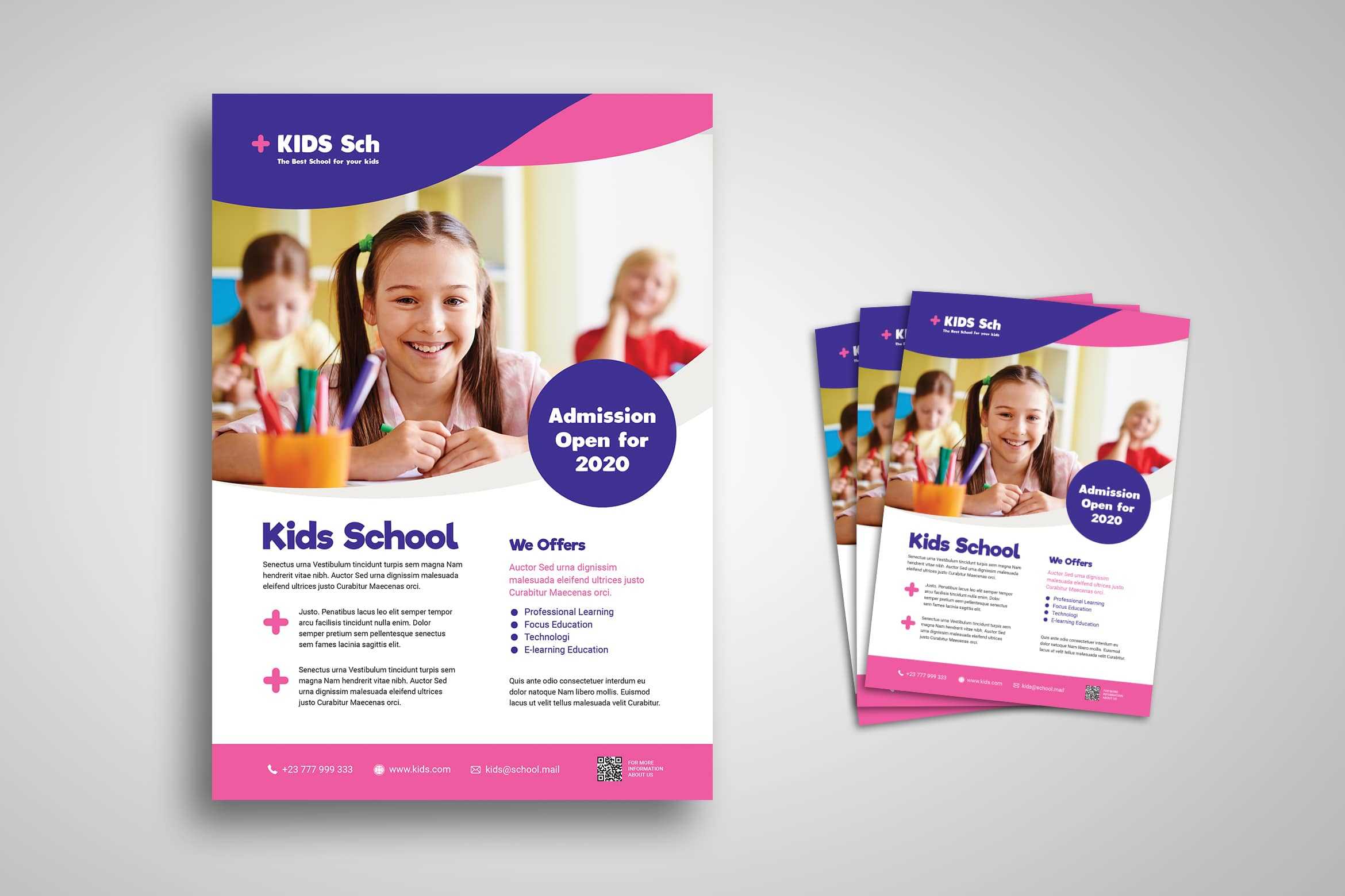 Flyer Template – Kids School Admission Within School Brochure Design Templates