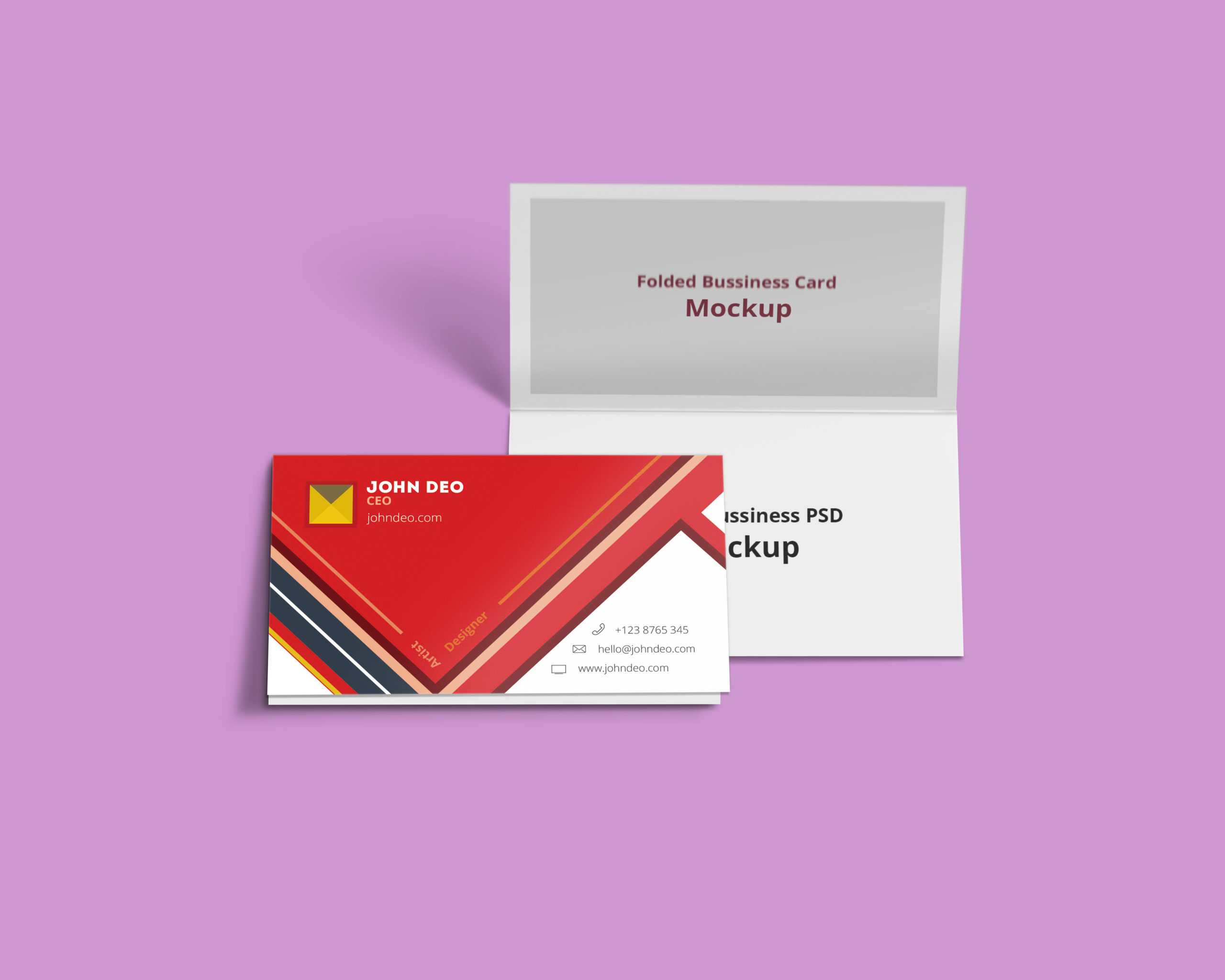 Folded Business Card Psd Mockup – Creativecrunk Within Fold Over Business Card Template