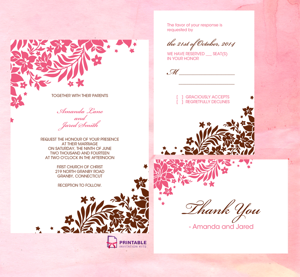 Foliage Borders Invitation, Rsvp And Thank You Cards Intended For Church Invite Cards Template