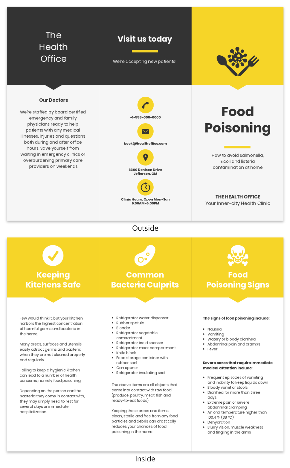 Food Poisoning Informational Tri Fold Brochure Template With Regard To Open Office Brochure Template