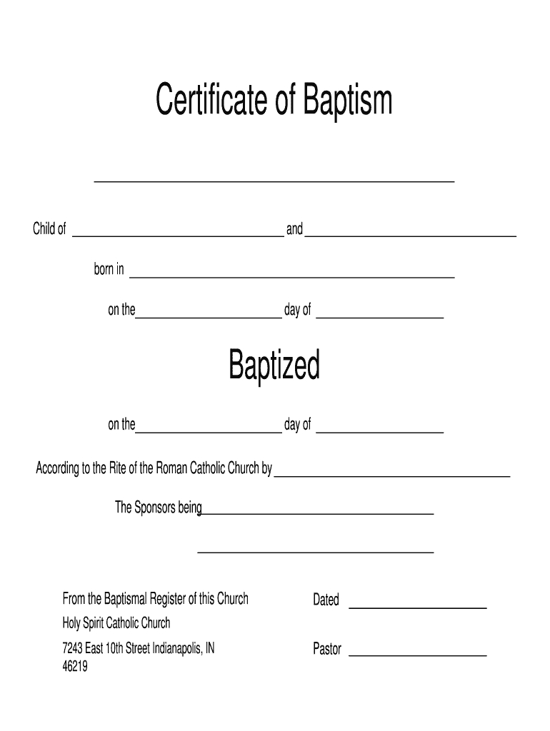 Form Of Baptism – Fill Out And Sign Printable Pdf Template | Signnow With Regard To Roman Catholic Baptism Certificate Template