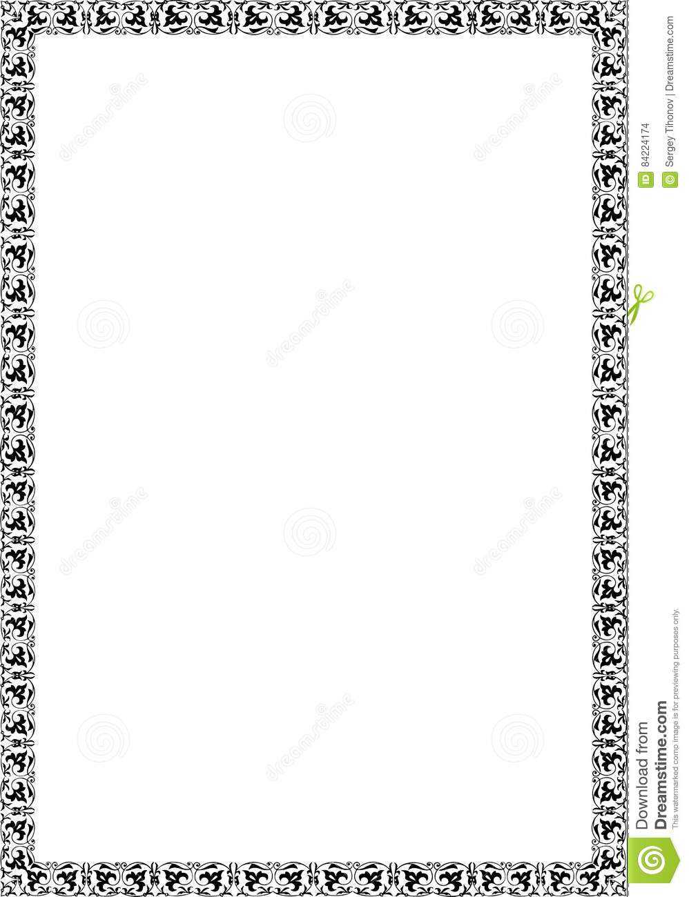 Frame Blank Template For A Certificate Stock Illustration Throughout Certificate Of License Template