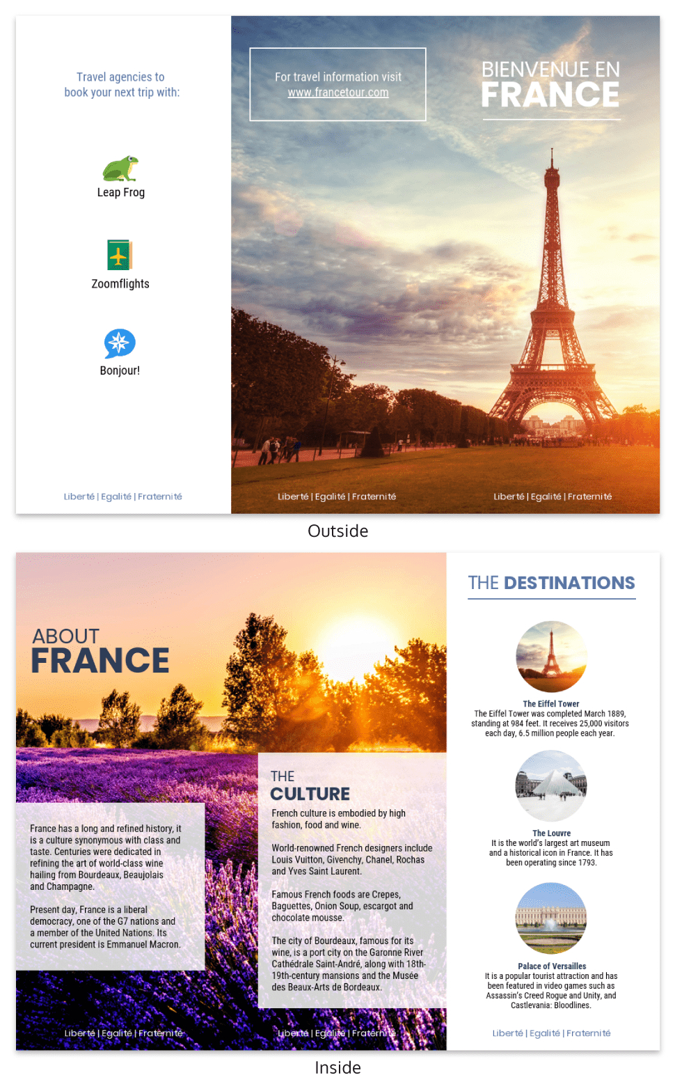 France Travel Tri Fold Brochure Pertaining To Travel Brochure Template For Students
