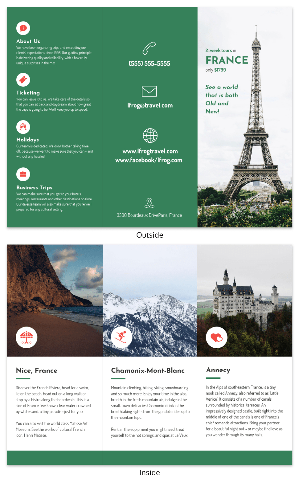 France Tri Fold Travel Brochure Inside Travel Brochure Template For Students