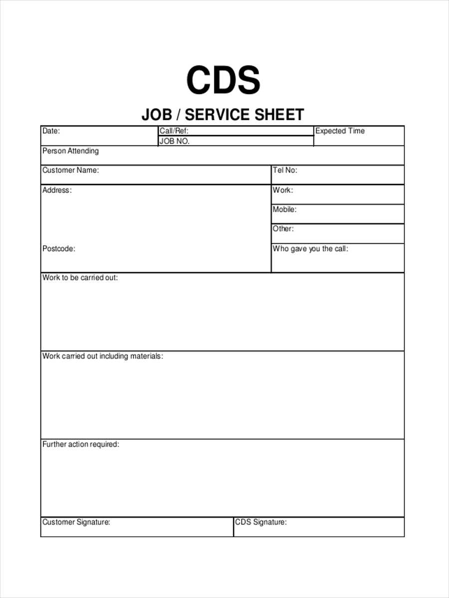 Free 10+ Job Sheet Examples & Samples In Google Docs With Service Job Card Template