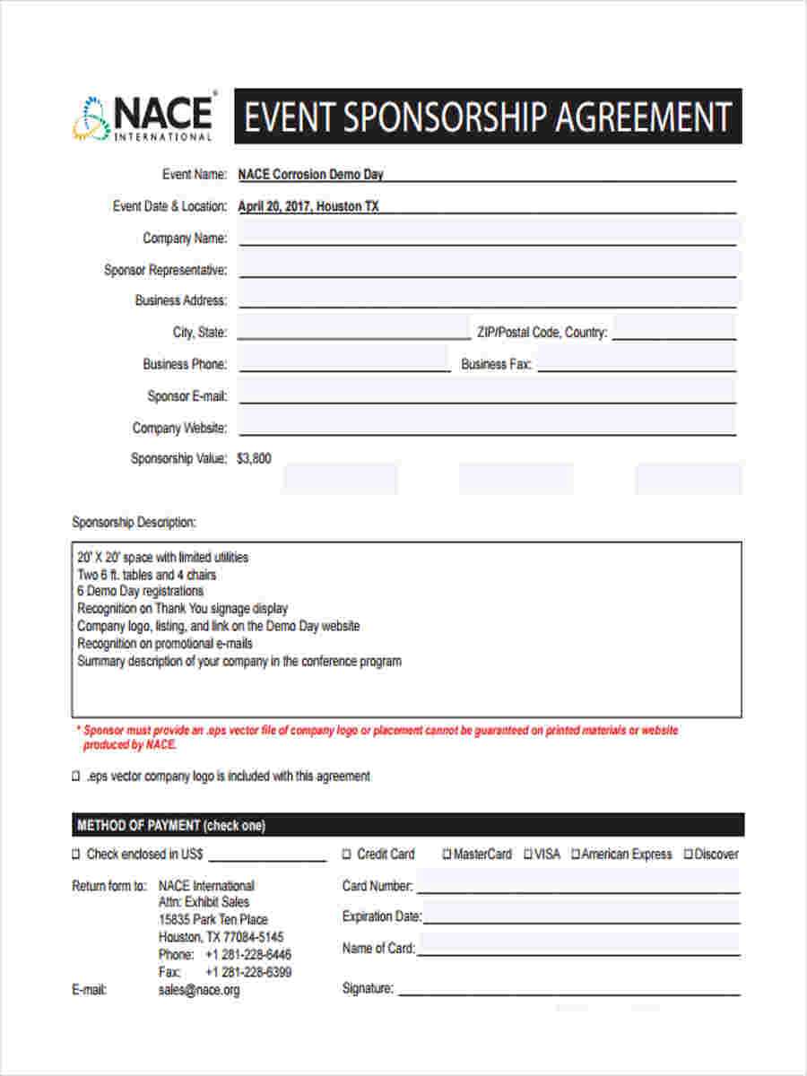 Free 6+ Sample Event Sponsorship Forms In Ms Word | Pdf With Sponsor Card Template