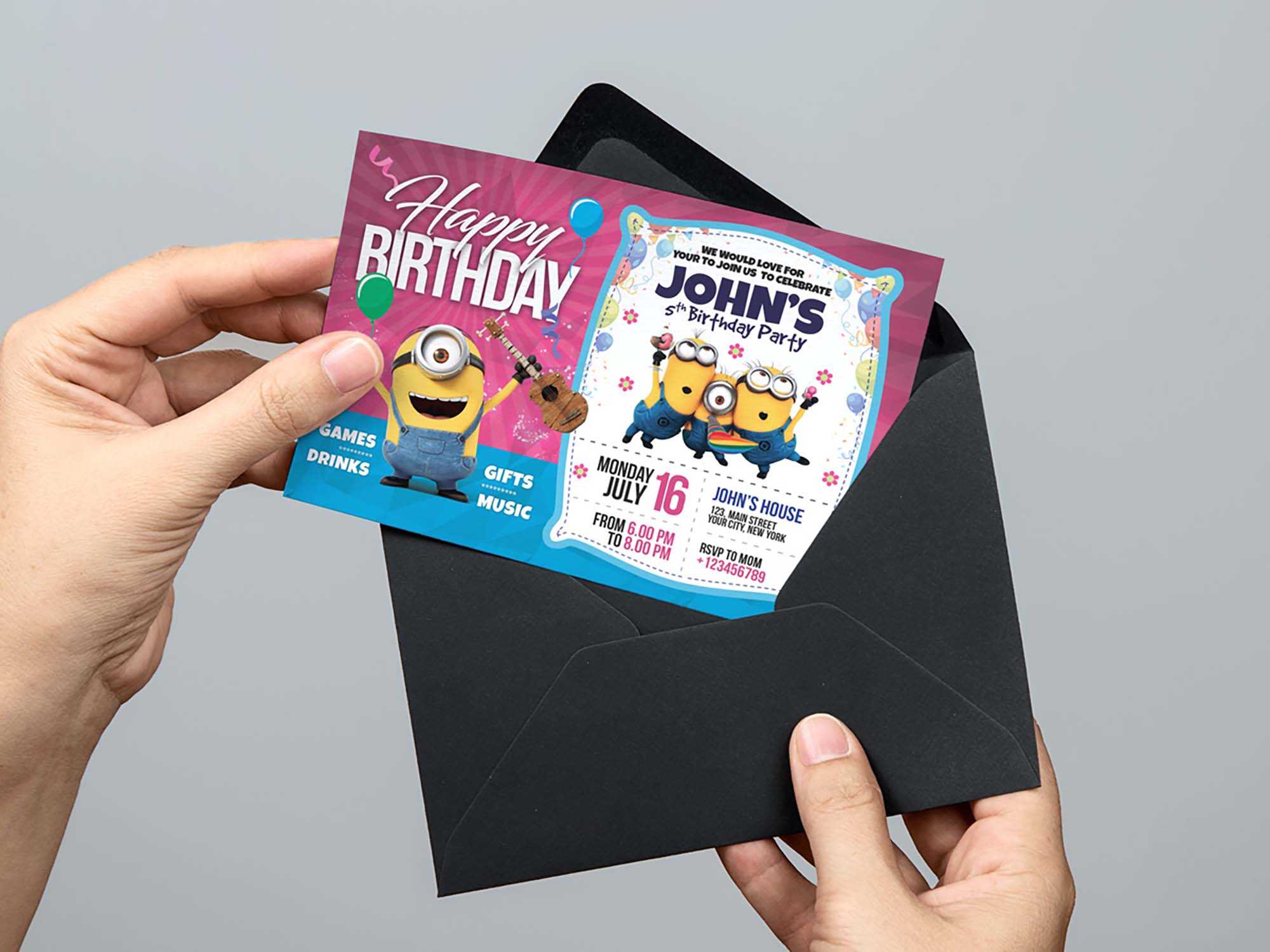 Free Birthday Invitation Card Template (Psd) With Regard To Photoshop Birthday Card Template Free
