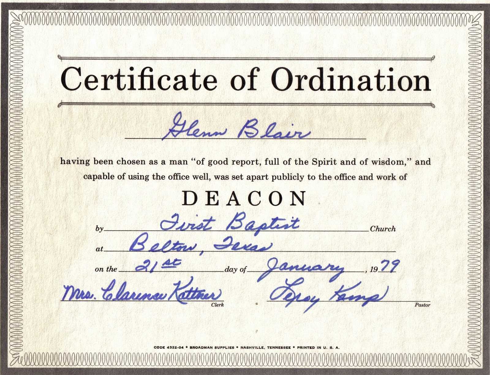 Free Certification: Free Ordination Certificate Pertaining To Ordination Certificate Templates