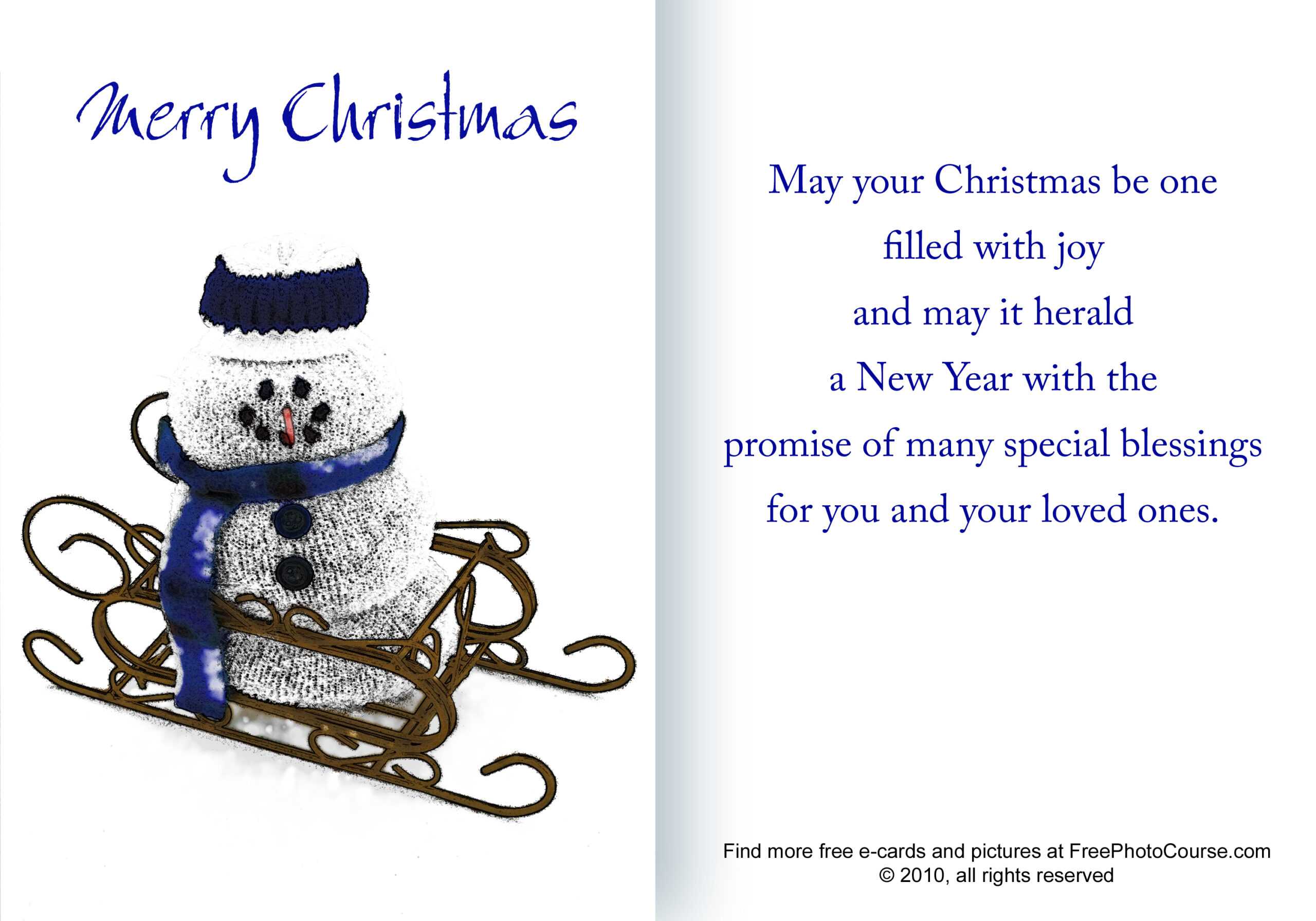 Free Christmas And Holiday Cards And Pictures Throughout Quarter Fold Greeting Card Template
