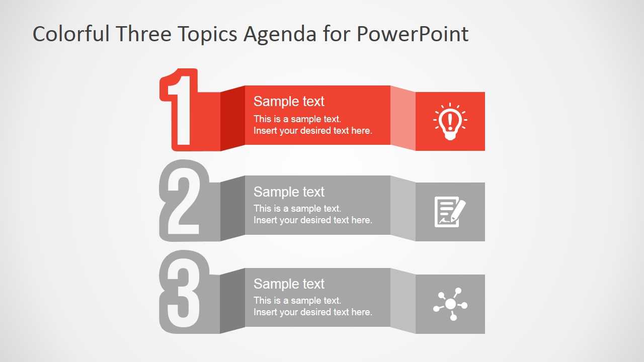 Free Colorful Three Topics Agenda For Powerpoint With Regard To Powerpoint Sample Templates Free Download