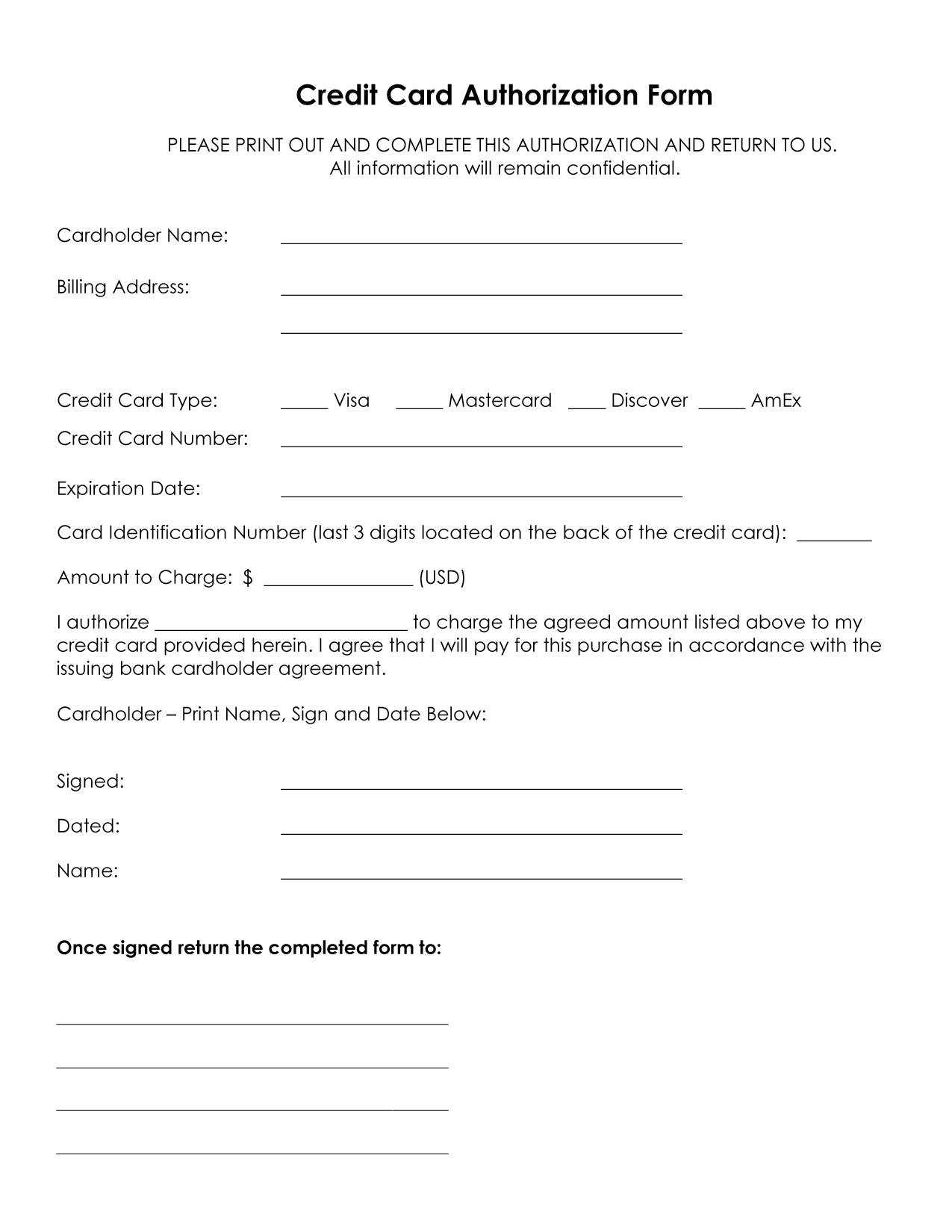 Free Credit Card Authorization Form Template – Calep With Regard To Credit Card On File Form Templates