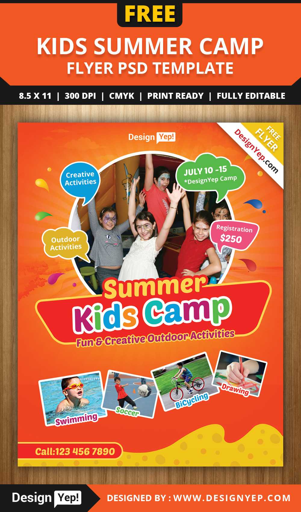 Free Kids Summer Camp Flyer Psd Template On Behance Regarding Summer Camp Brochure Template Free Download