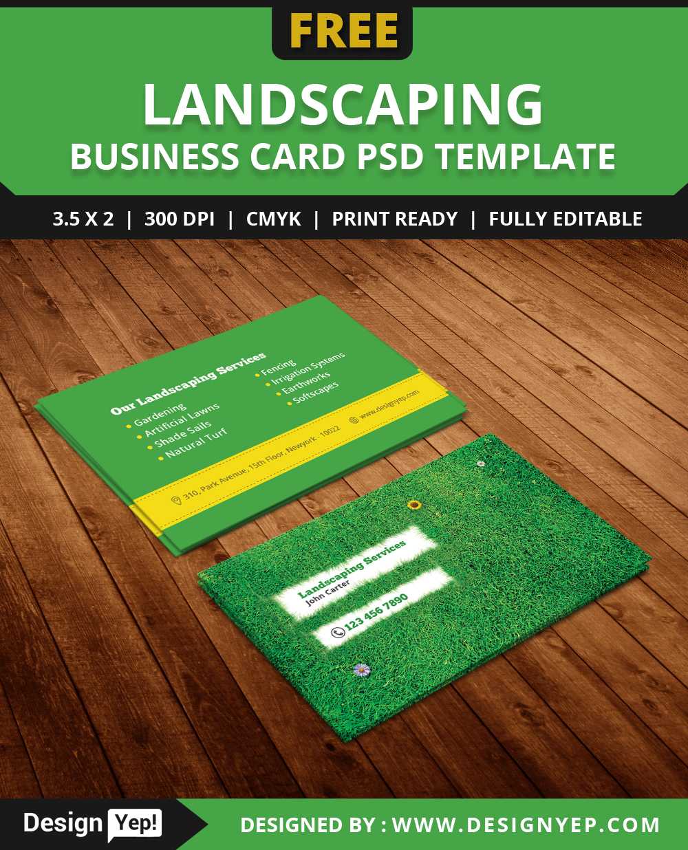 Free Landscaping Business Card Template Psd – Designyep Throughout Gardening Business Cards Templates